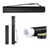 Plastic tube for storing media, drawings, maps and documents, waterproof, adjustable diameter 8 cm * height 133 cm (black)